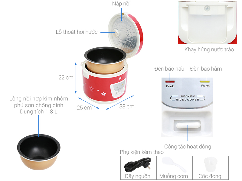 Nồi cơm niêu điện Mishio 1.8 lít MK-22