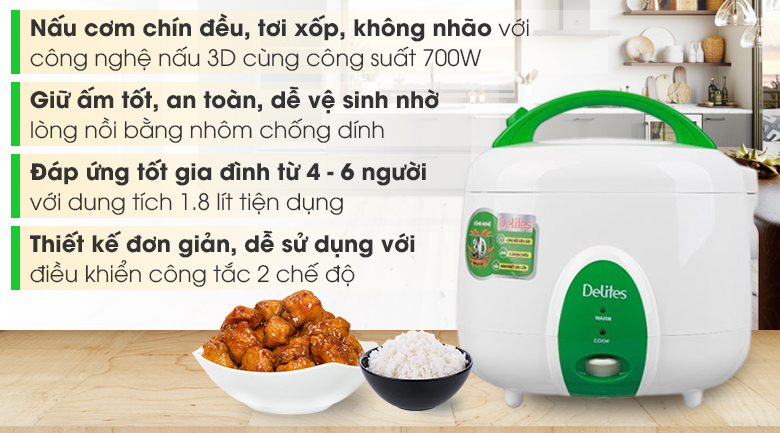 Nồi cơm nắp gài Delites 1.8 lít NCG1010 - 6