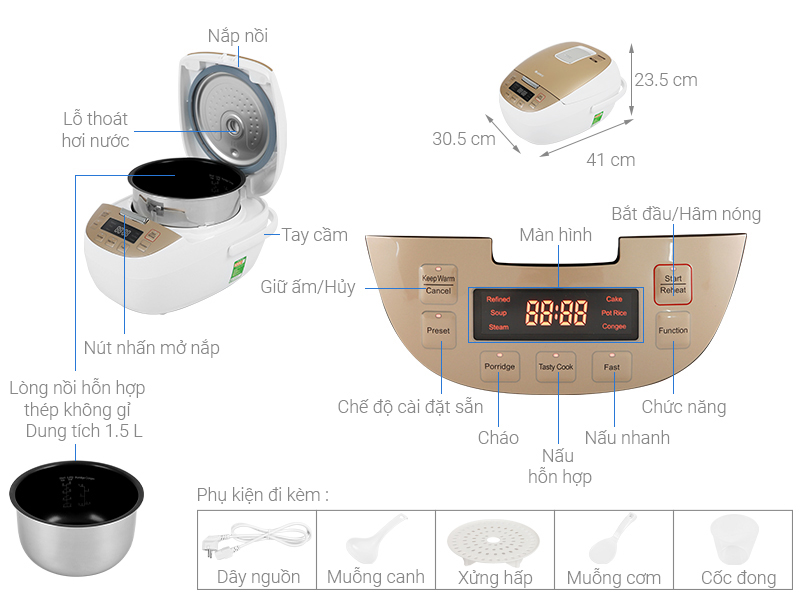 Nồi cơm cao tần GREE 1.5 lít GDCFWK-4004Ca