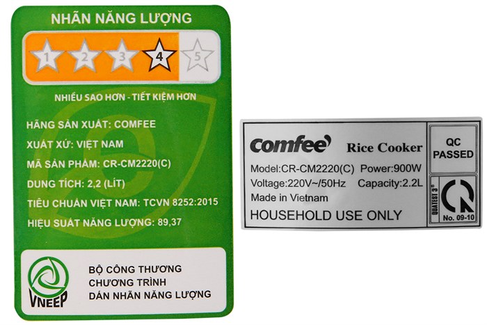 Nồi cơm nắp gài Comfee 2.2 lít CR-CM2220(C) Màu Trắng - Xanh