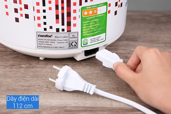 Nồi cơm nắp gài Comfee 1.8 lít CR-CM1820(D) Màu Trắng - Đỏ