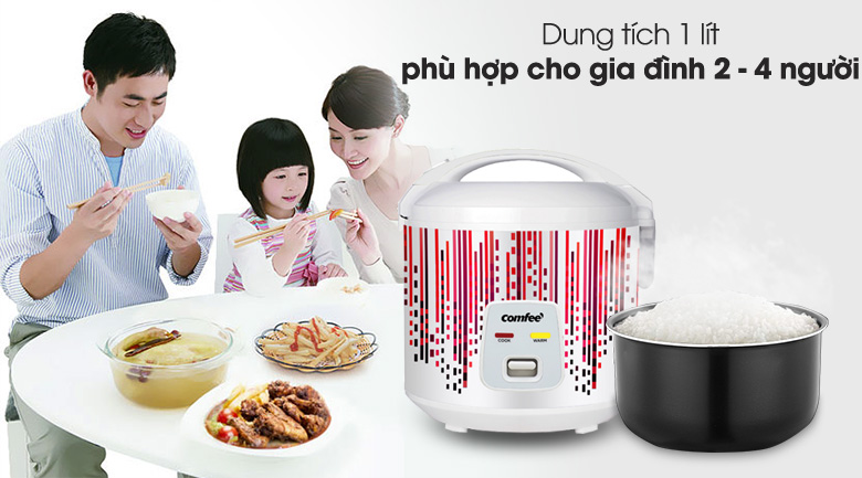 Nhỏ gọn, bắt mắt - Nồi cơm điện nắp gài Comfee 1 lít CR-CM1020(D)