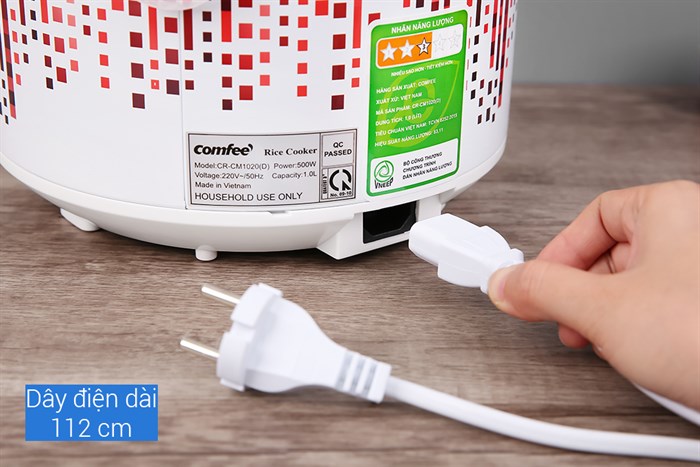 Nồi cơm nắp gài Comfee 1 lít CR-CM1020(D) Màu Trắng - Đỏ