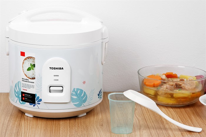 Nồi cơm nắp gài Toshiba 1 lít RC-10JH2PV(B) Màu Trắng - Xanh