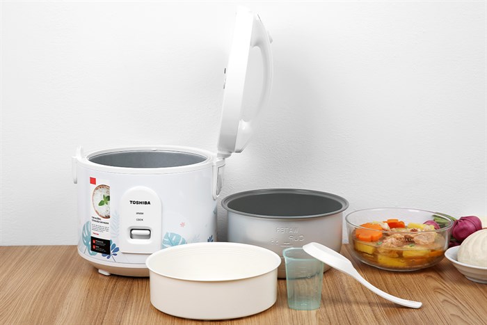 Nồi cơm nắp gài Toshiba 1 lít RC-10JH2PV(B) Màu Trắng - Xanh