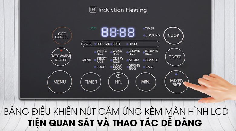 Điều khiển cảm ứng màn hình - Nồi cơm cao tần Toshiba 1.8 lít RC-18IP1PV.