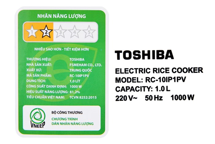 Nồi cơm cao tần Toshiba 1 lít RC-10IP1PV Màu Bạc