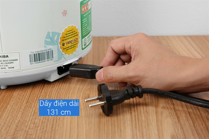 Nồi cơm nắp gài Toshiba 1.8 lít RC-18JH2PV(B) Màu Trắng - Xanh