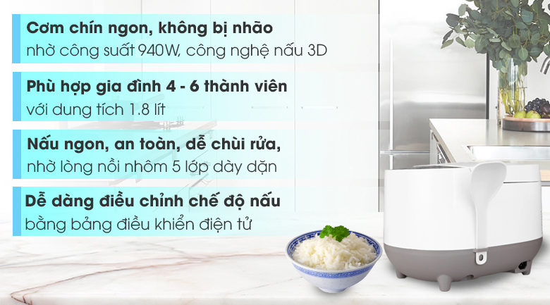 Nồi cơm điện tử Philips 1.8 lít HD4515 - 2
