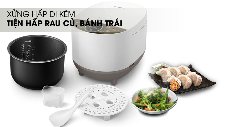 Kèm xửng hấp - Nồi cơm điện tử Philips 1.8 lít HD4515 Kèm xửng hấp - Nồi cơm điện tử Philips 1.8 lít HD4515