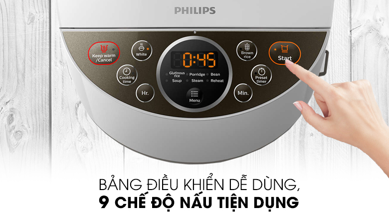 Dễ dùng - Nồi cơm điện tử Philips 1.8 lít HD4515