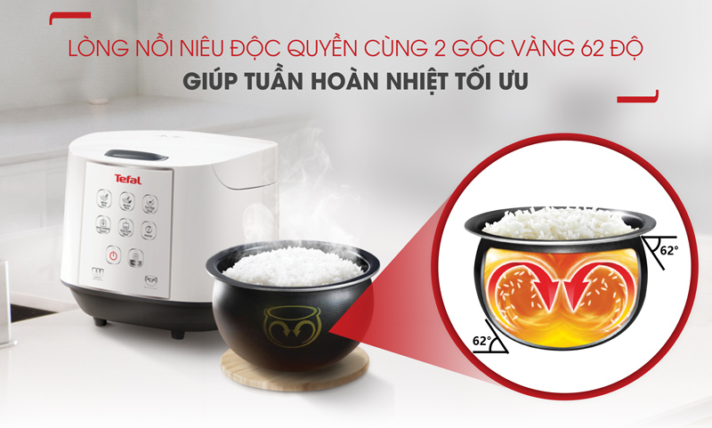 Lòng nồi niêu độc quyền - Nồi cơm điện tử Tefal 1.8 lít RK732168