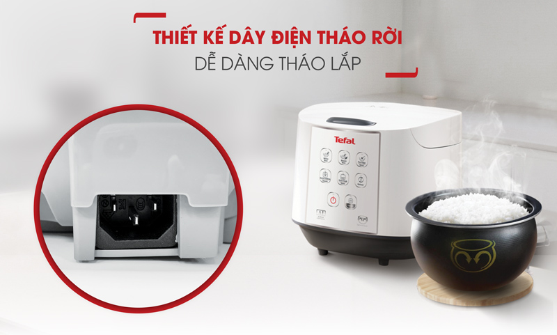 Dây điện tháo rời - Nồi cơm điện tử Tefal 1.8 lít RK732168