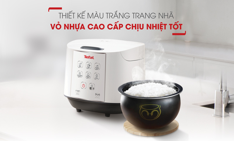 thiết kế màu trắng trang nhã - Nồi cơm điện tử Tefal 1.8 lít RK732168