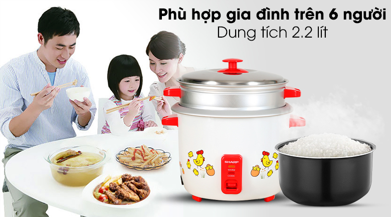Nồi cơm điện nắp rời Sharp 2.2 lít KSH-D22SV-CH