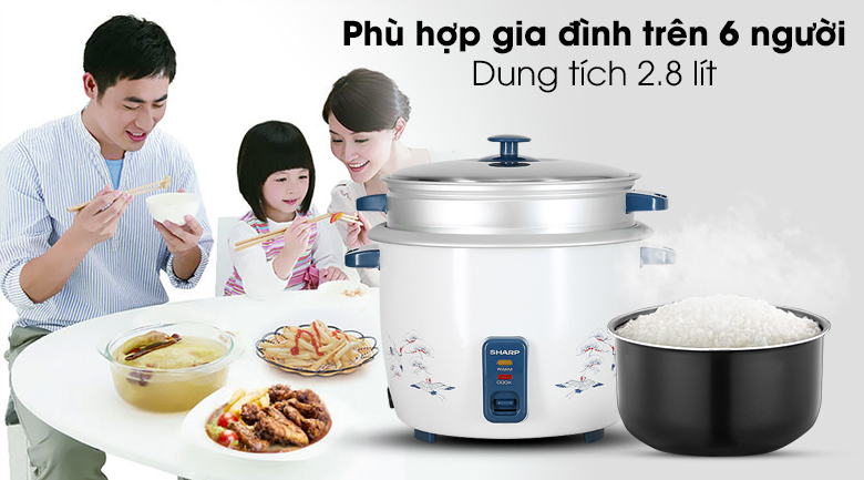 Nồi cơm điện nắp rời Sharp 2.8 lít KSH-D28SV-CR