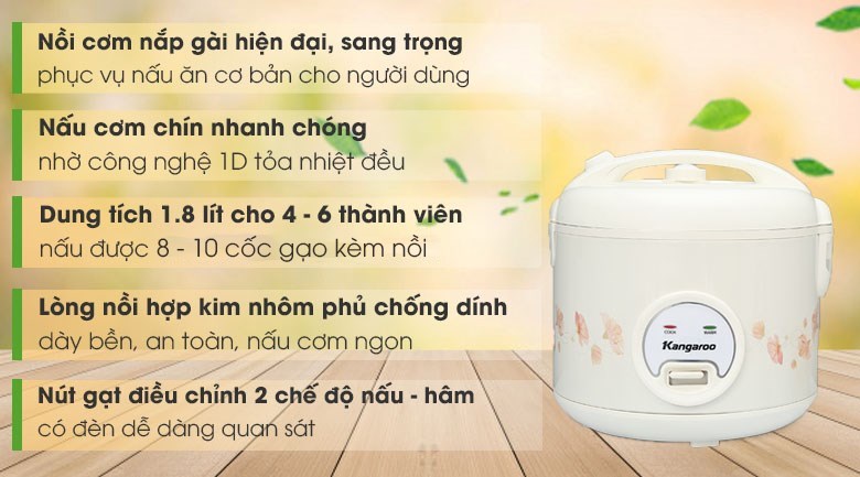 Nồi cơm nắp gài Kangaroo 1.8 lít KG18RC3 - 7