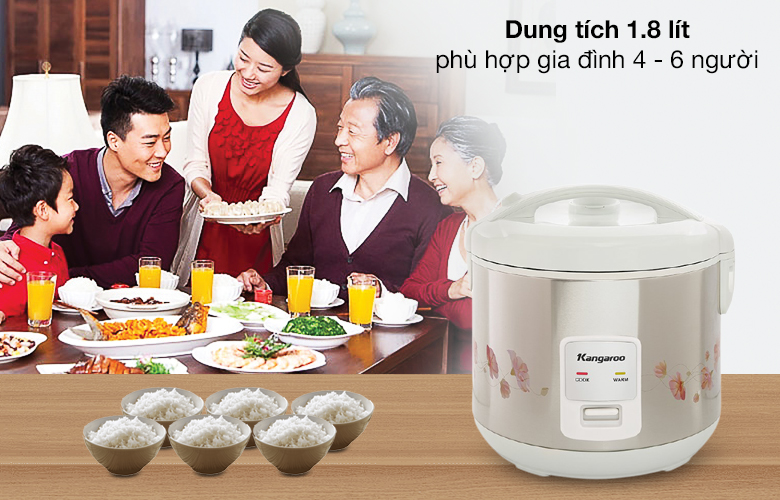 Dung tích - Nồi cơm điện nắp gài Kangaroo 1.8 lít KG18RC3