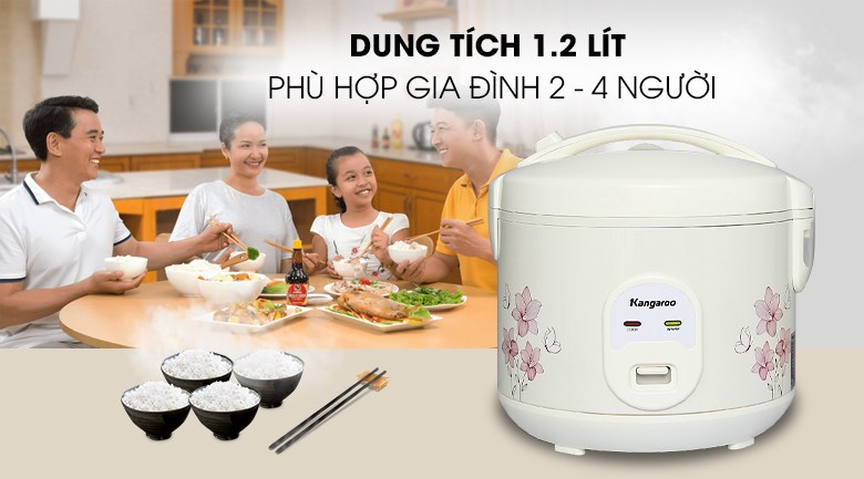 Dung tích của Nồi cơm điện nắp gài Kangaroo 1.2 lít KG12RC1