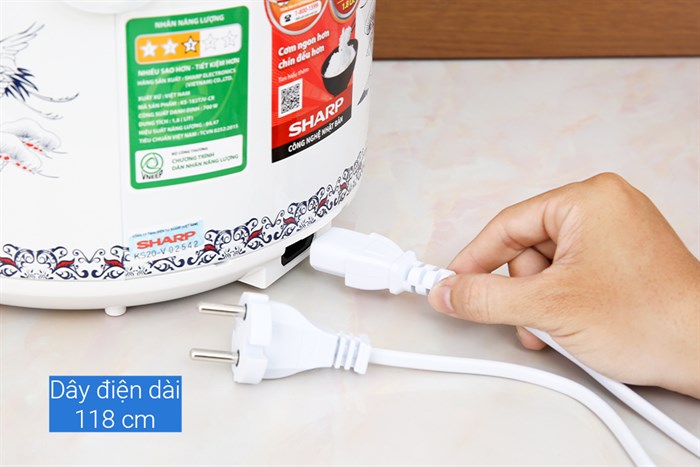 Nồi cơm nắp gài Sharp 1.8 lít KS-183TJV-CR Màu Trắng