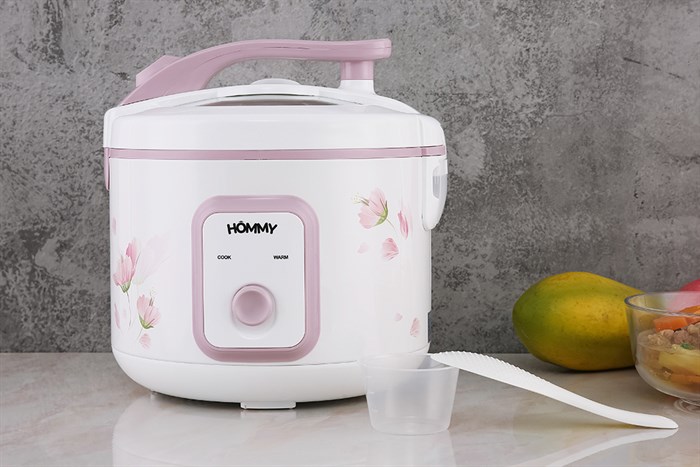 Nồi cơm nắp gài Hommy 1.8 lít X2522 Màu Trắng - Hồng