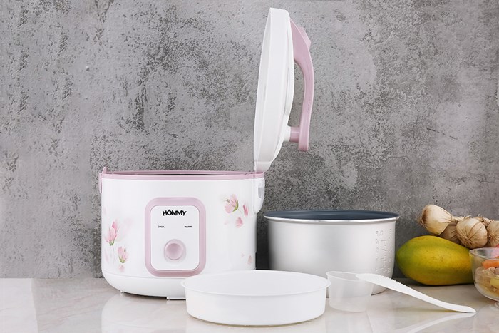 Nồi cơm nắp gài Hommy 1.8 lít X2522 Màu Trắng - Hồng
