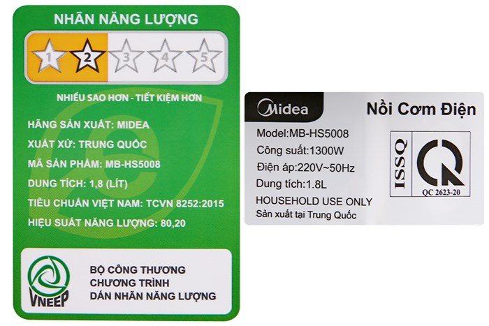 Nồi cơm cao tần Midea 1.8 lít MB-HS5008 Màu Hồng Gold