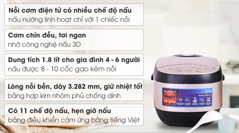Nồi cơm điện tử Midea 1.8 lít MB-FS5023 - 9