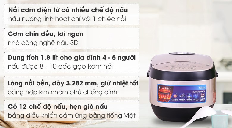 Nồi cơm điện tử Midea 1.8 lít MB-FS5023 - 11