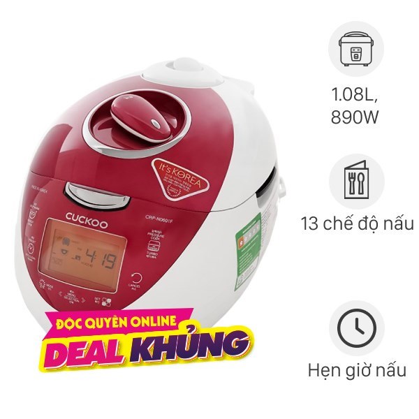 Nồi cơm điện tử áp suất Cuckoo 1.08 lít CRP-N0601F