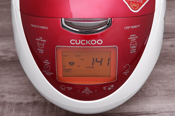 Nồi cơm điện tử áp suất Cuckoo 1.08 lít CRP-N0601F Màu Trắng - Đỏ