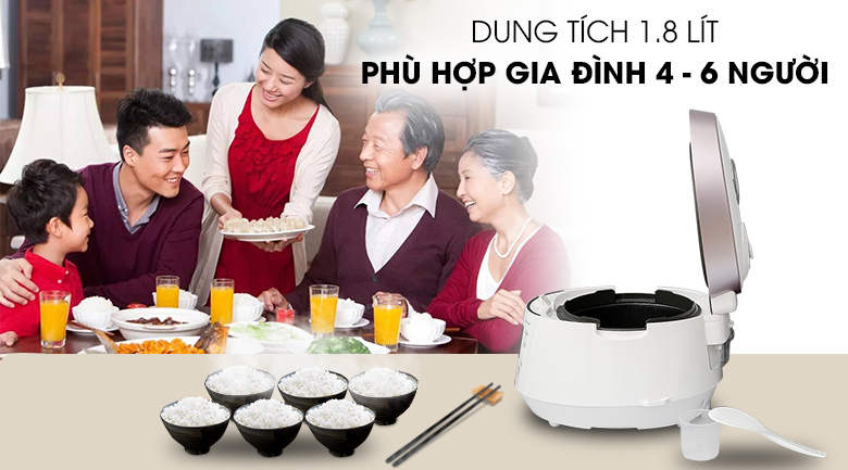 Dung tích 1.8 lít - Nồi cơm điện tử Cuckoo CRP-PK1000S 1.8 lít