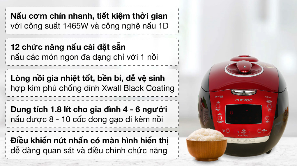 Nồi cơm áp suất cao tần Cuckoo 1.8 lít CRP-HUS1000F - 19