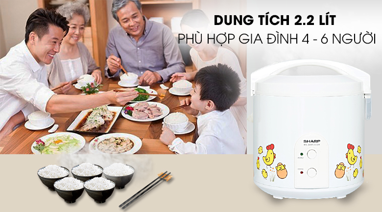 Dung tich - Nồi cơm nắp gài Sharp KS-223TJV-CH 2.2 lít