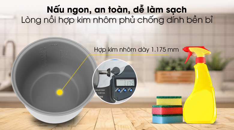 Chống dính - Nồi cơm nắp gài Sharp KS-223TJV-CR 2.2 lít