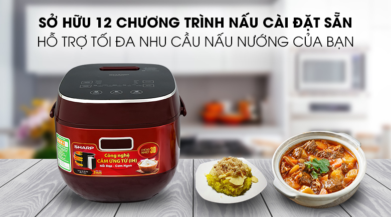 12 chương trình nấu của Nồi cơm cao tần Sharp KS-IH191V-RD 1.8 lít