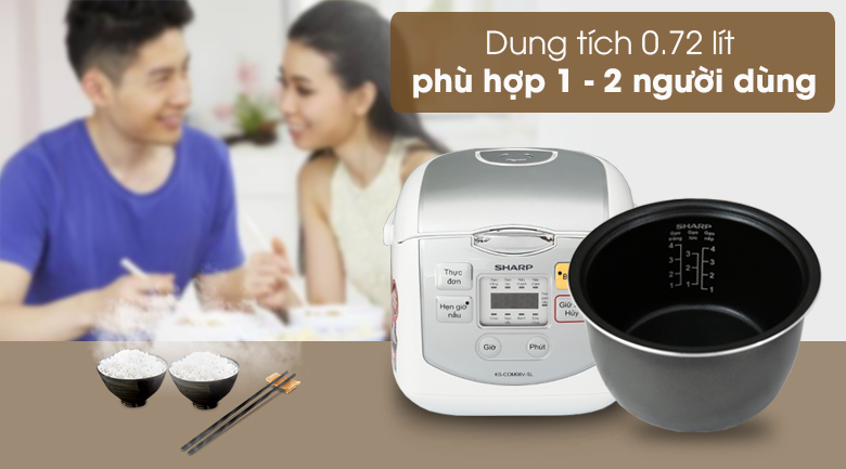 Nồi cơm điện tử Sharp KS-COM08V-SL 0.72 lít