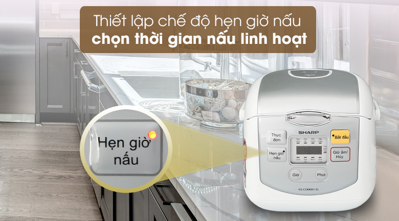 Nồi cơm điện tử Sharp KS-COM08V-SL 0.72 lít