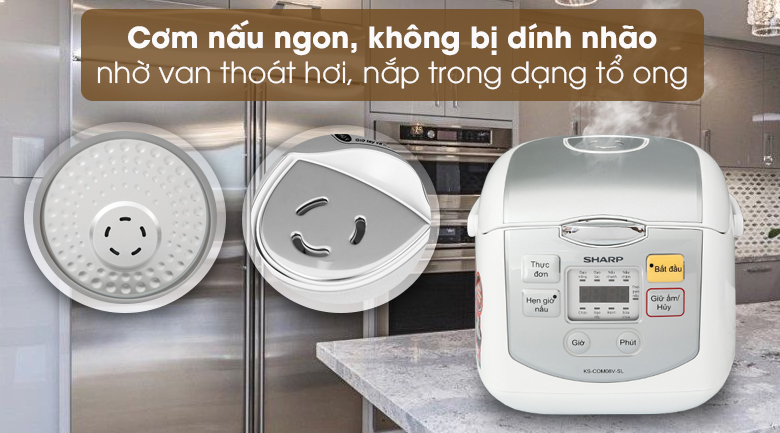 Nồi cơm điện tử Sharp KS-COM08V-SL 0.72 lít