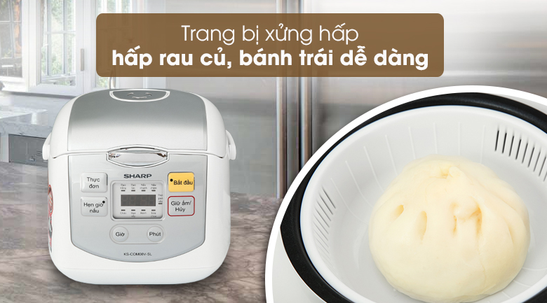 Nồi cơm điện tử Sharp KS-COM08V-SL 0.72 lít