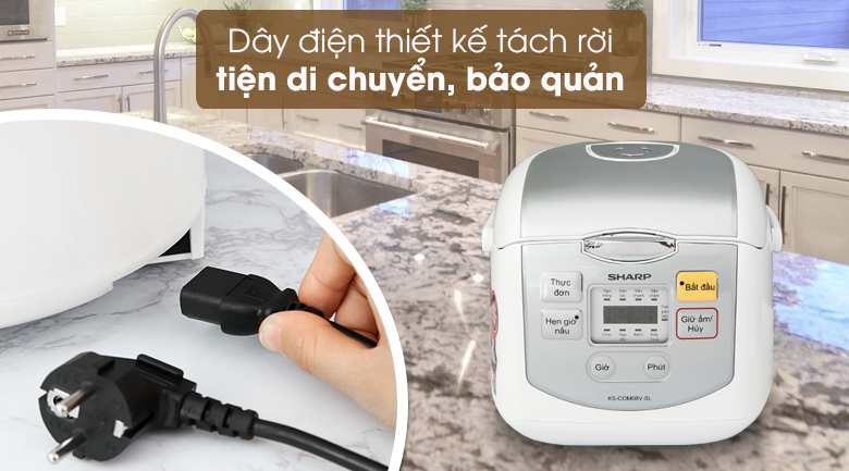 Nồi cơm điện tử Sharp KS-COM08V-SL 0.72 lít