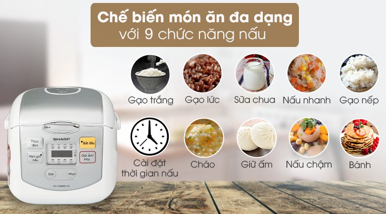 Nồi cơm điện tử Sharp KS-COM08V-SL 0.72 lít