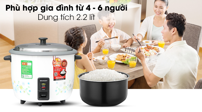 Nồi cơm nắp rời Sharp KSH-228SNV-SF 2.2 lít