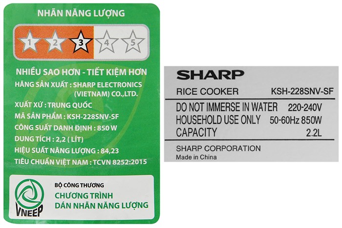 Nồi cơm nắp rời Sharp KSH-228SNV-SF 2.2 lít Màu Trắng