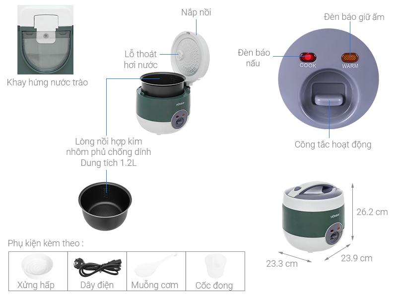 Nồi cơm nắp gài Hommy 1.2 lít JRC-120S