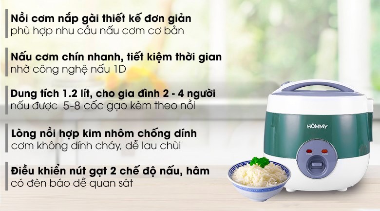 Nồi cơm nắp gài Hommy 1.2 lít JRC-120S - 2