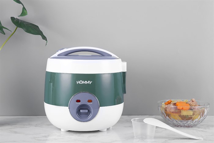 Nồi cơm nắp gài Hommy 1.2 lít JRC-120S Màu Trắng - Xanh lá