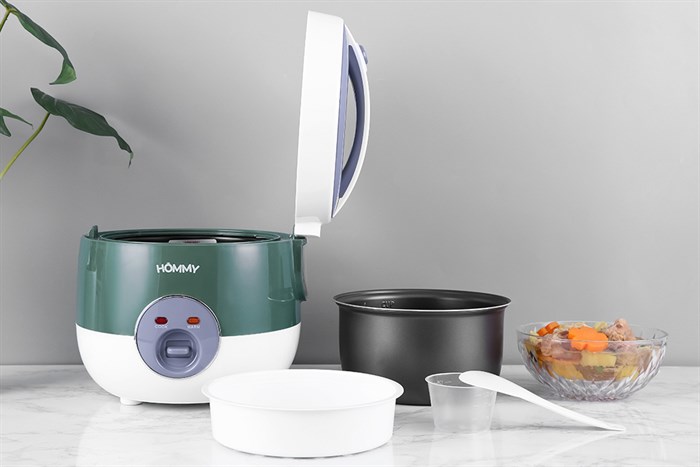 Nồi cơm nắp gài Hommy 1.2 lít JRC-120S Màu Trắng - Xanh lá