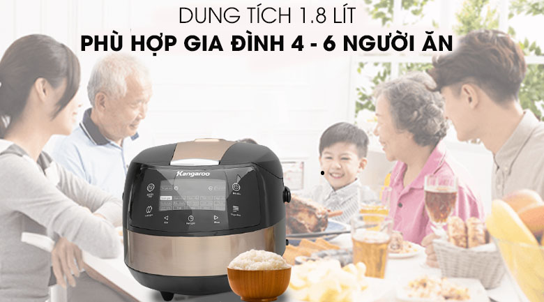 Dung tích - Nồi cơm điện tử Kangaroo 1.8 lít KG18DR8