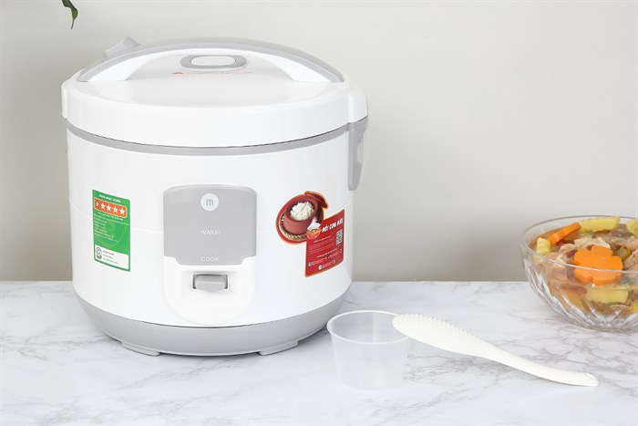 Nồi cơm nắp gài Mishio 1.8 lít MK-248 Màu Trắng - Xám